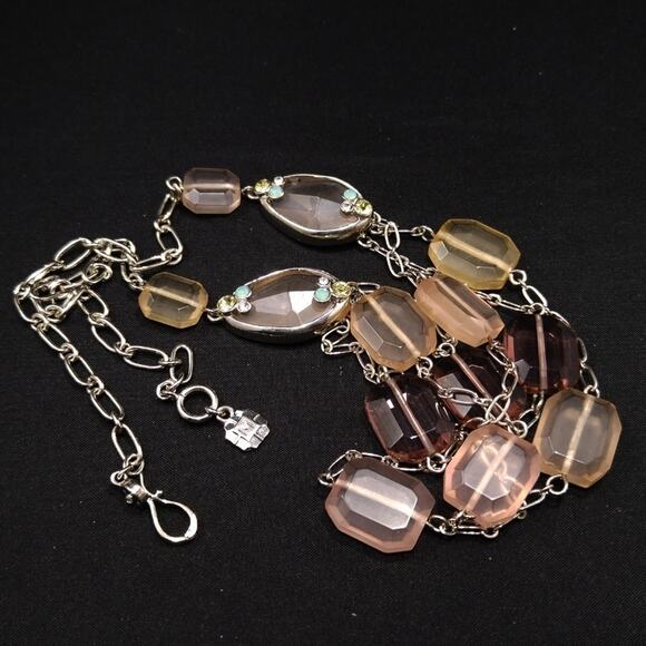 Monet Pink & Silver Multi Strand Beaded Necklace, 21 Inches - Picture 7 of 8